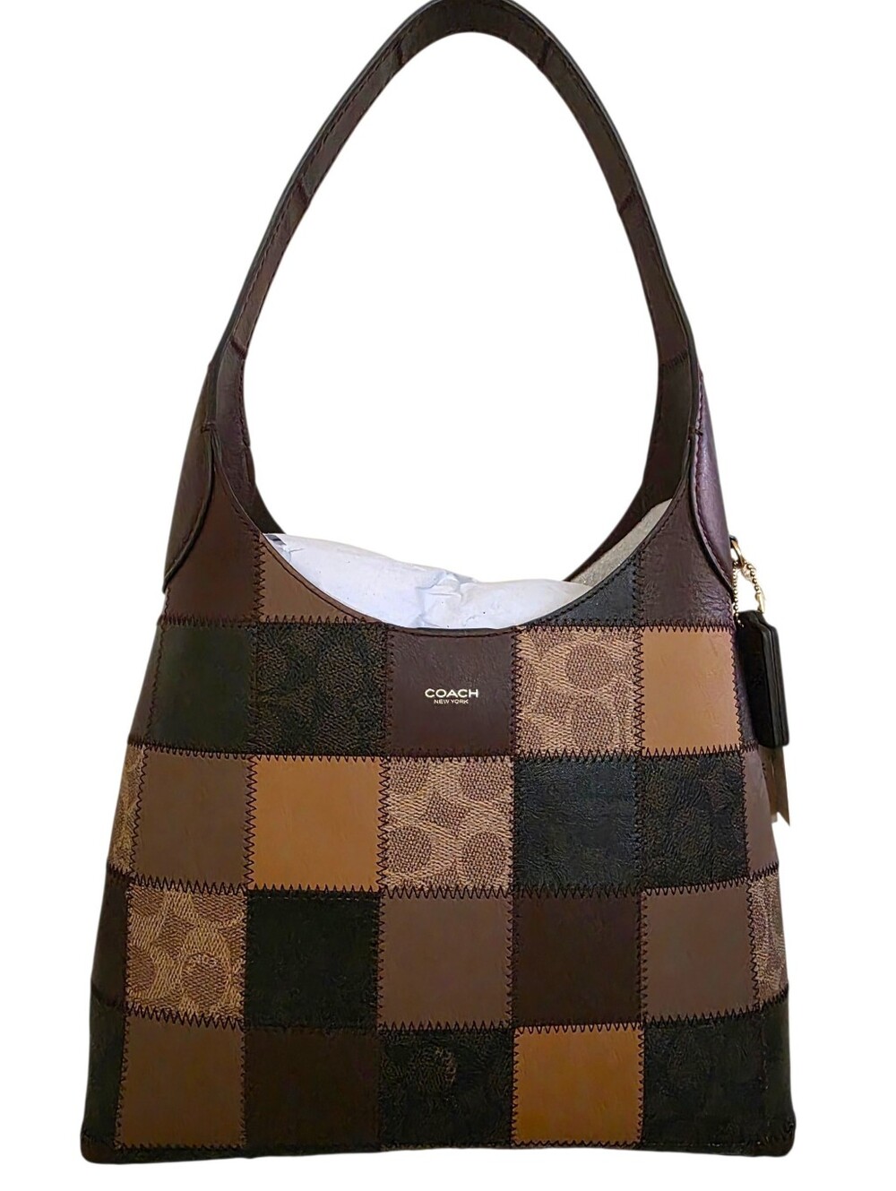 Coachtopia Alter Ego Brooklyn Shoulder Bag 28 Tan Sig Multi CFN34 NEW Patchwork